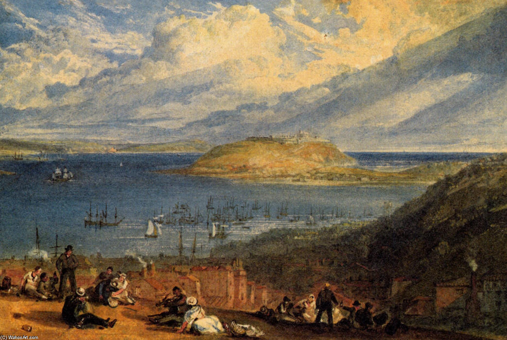 Wikioo.org - The Encyclopedia of Fine Arts - Painting, Artwork by William Turner - Falmouth Harbour, Cornwall