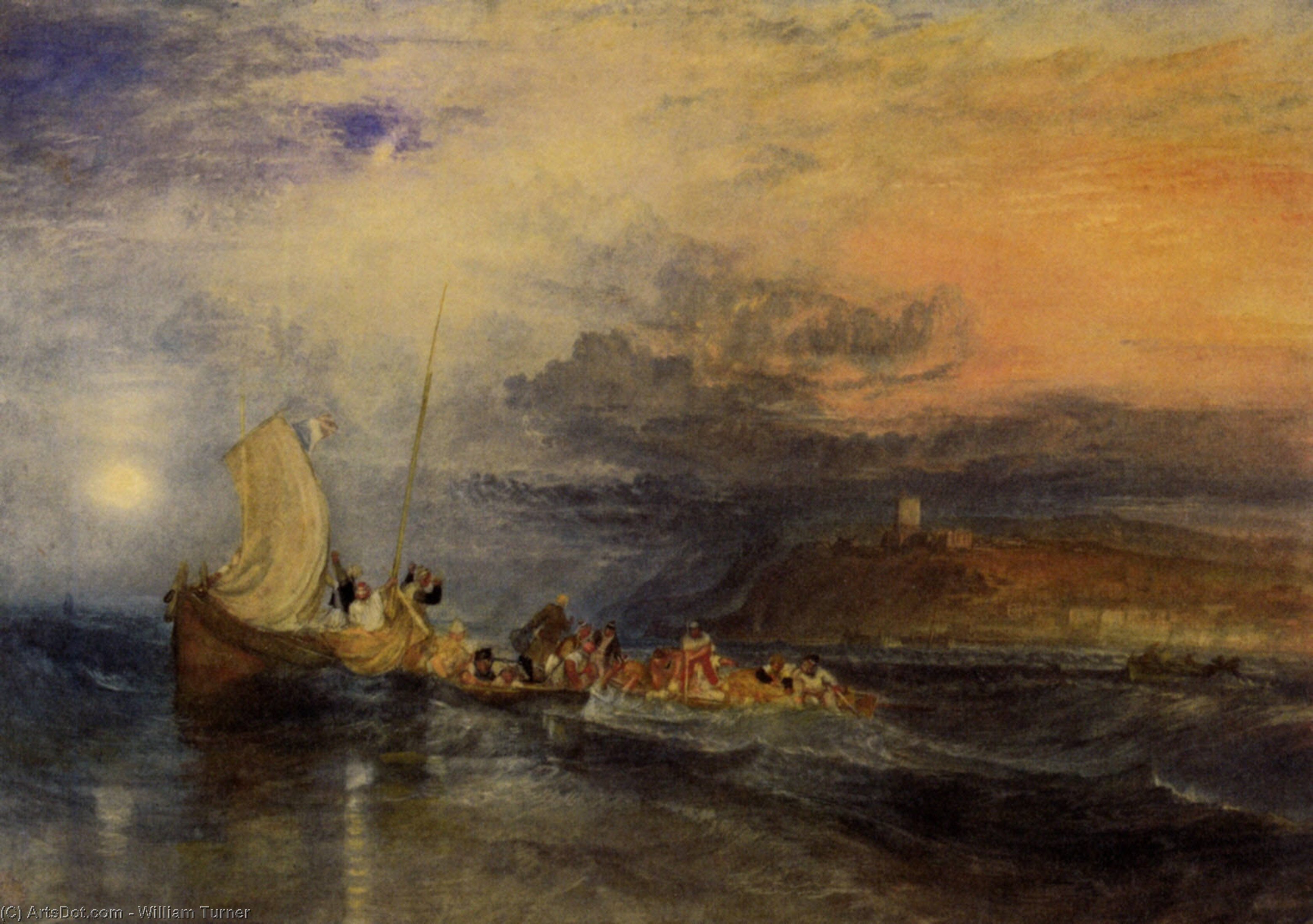 Wikioo.org - The Encyclopedia of Fine Arts - Painting, Artwork by William Turner - Folkestone from the Sea
