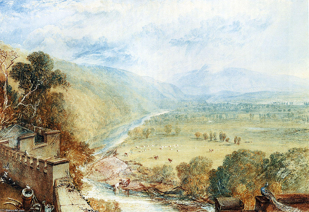 Wikioo.org - The Encyclopedia of Fine Arts - Painting, Artwork by William Turner - Ingleborough From The Terrace Of Hornby Castle
