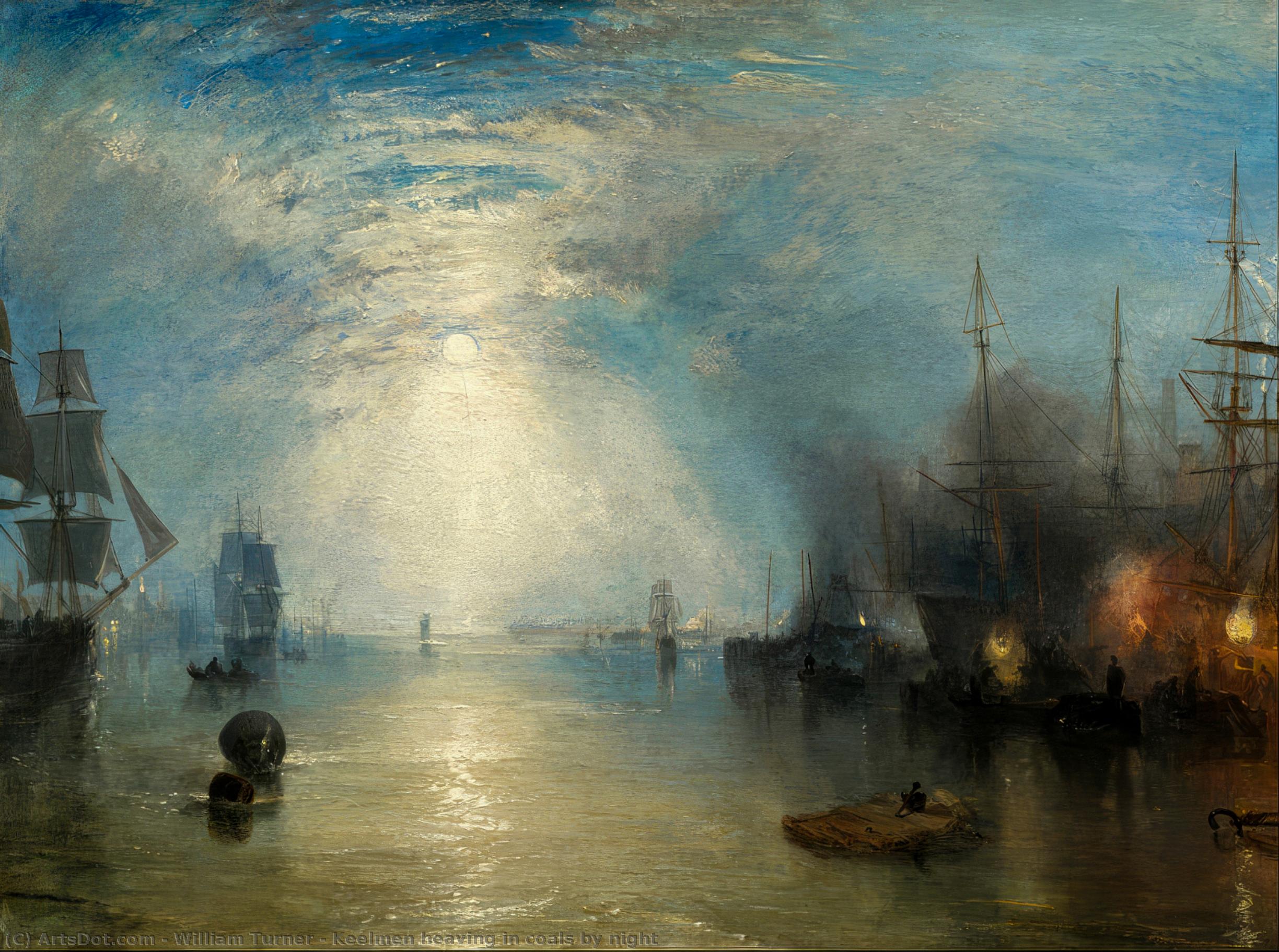 WikiOO.org - אנציקלופדיה לאמנויות יפות - ציור, יצירות אמנות William Turner - Keelmen heaving in coals by night