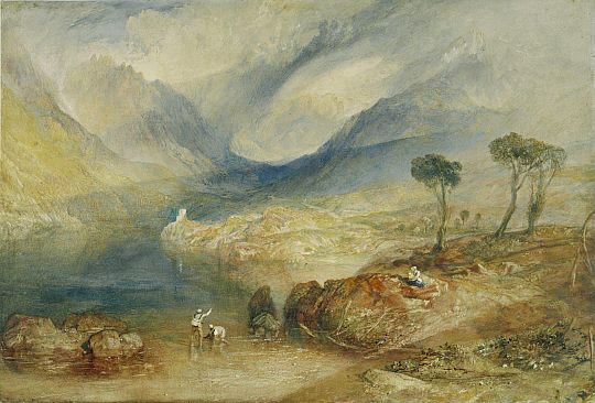 Wikioo.org - The Encyclopedia of Fine Arts - Painting, Artwork by William Turner - Llanberis Lake and Snowdon - Caernarvon, Wales