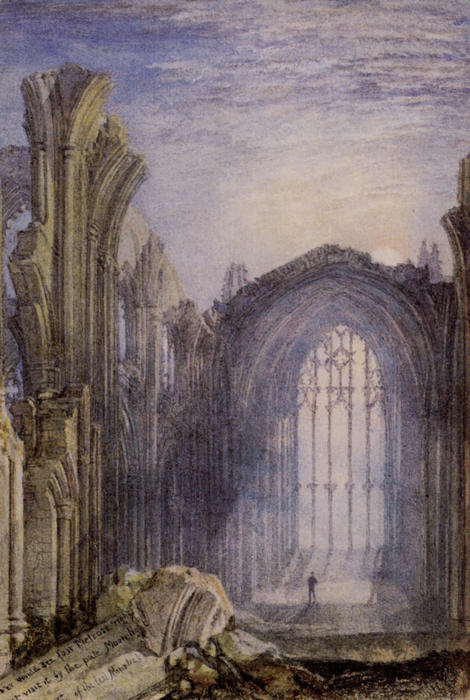 Wikioo.org - Encyklopedia Sztuk Pięknych - Malarstwo, Grafika William Turner - Melrose Abbey