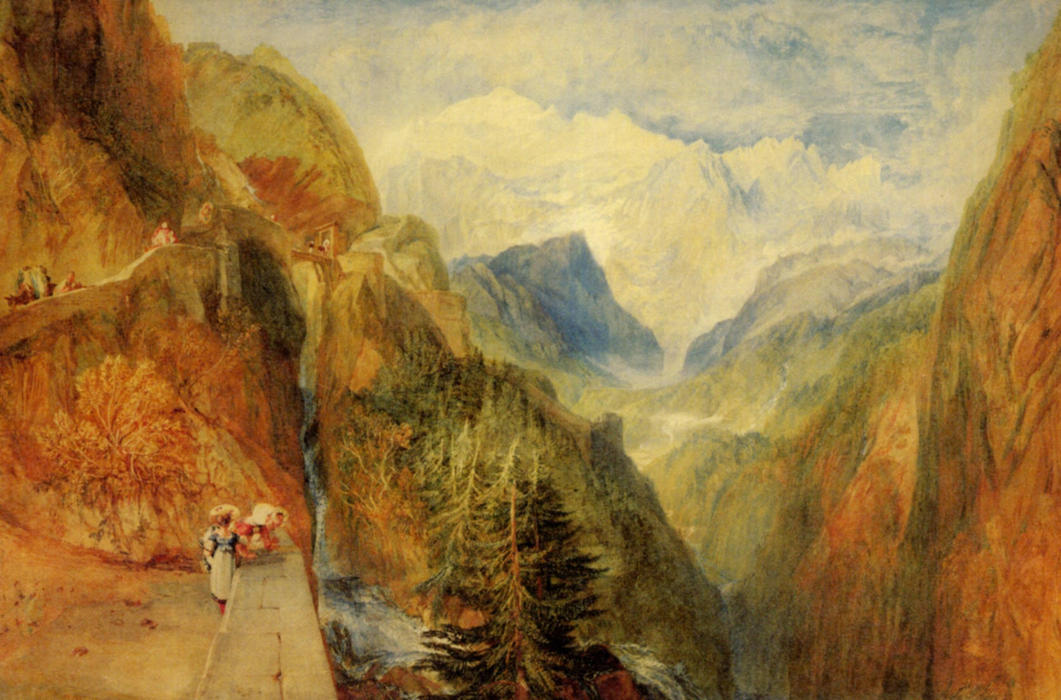 Wikioo.org - The Encyclopedia of Fine Arts - Painting, Artwork by William Turner - Mont Blanc from Fort Roch, Val D'Aosta
