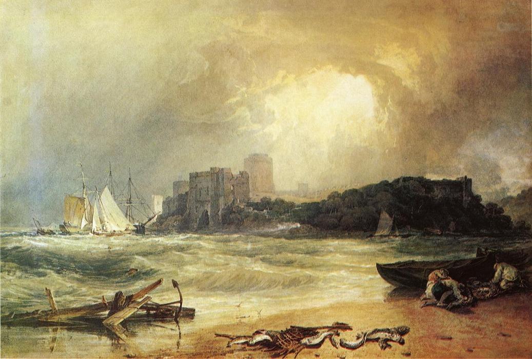 Wikioo.org - Die Enzyklopädie bildender Kunst - Malerei, Kunstwerk von William Turner - Pembroke Caselt, South Wales. Thunder Storm Approaching