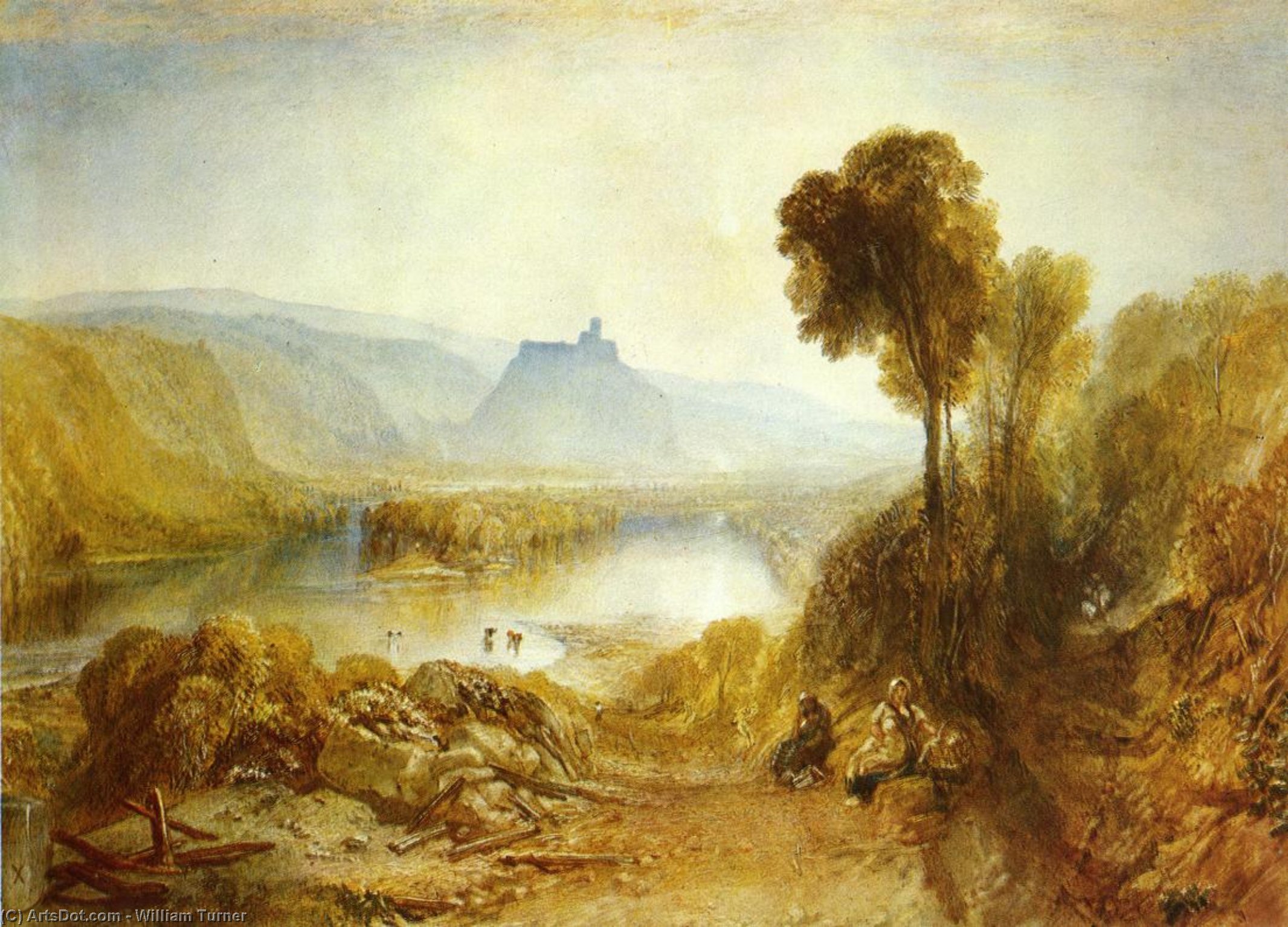 WikiOO.org - Encyclopedia of Fine Arts - Maalaus, taideteos William Turner - Prudhoe Castle, Northumberland