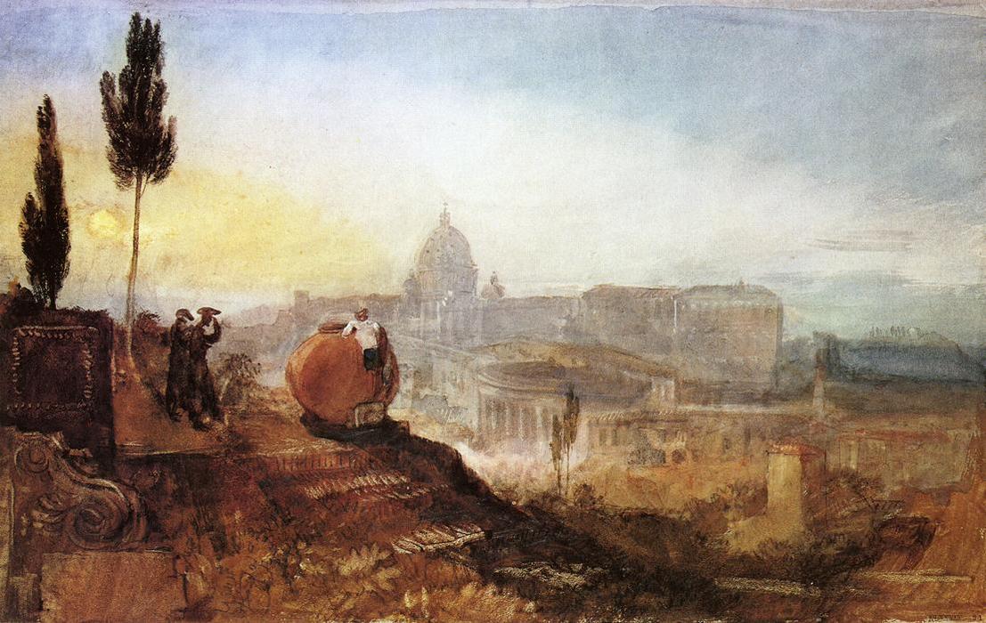 Wikioo.org - The Encyclopedia of Fine Arts - Painting, Artwork by William Turner - Rome. St. Peter's from the Villa Barberini
