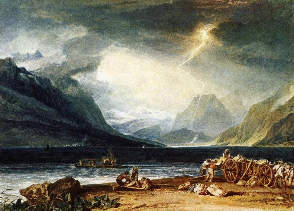 Wikioo.org – La Enciclopedia de las Bellas Artes - Pintura, Obras de arte de William Turner - el lago de thun , Suiza