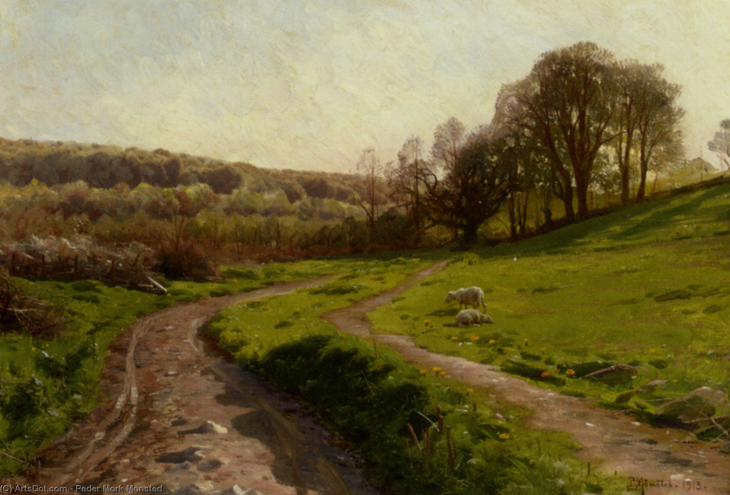 Wikioo.org - สารานุกรมวิจิตรศิลป์ - จิตรกรรม Peder Mork Monsted - A Country Field
