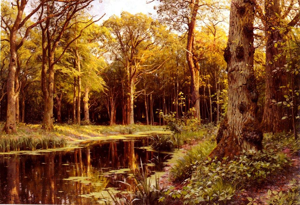 WikiOO.org – 美術百科全書 - 繪畫，作品 Peder Mork Monsted - 一片森林 溪水