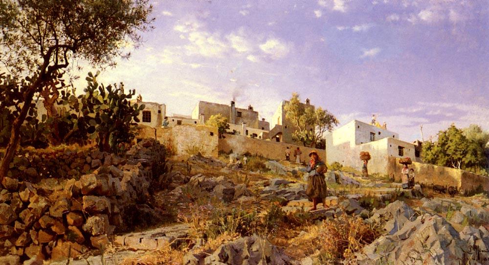 Wikioo.org - The Encyclopedia of Fine Arts - Painting, Artwork by Peder Mork Monsted - A View Of Anacapri