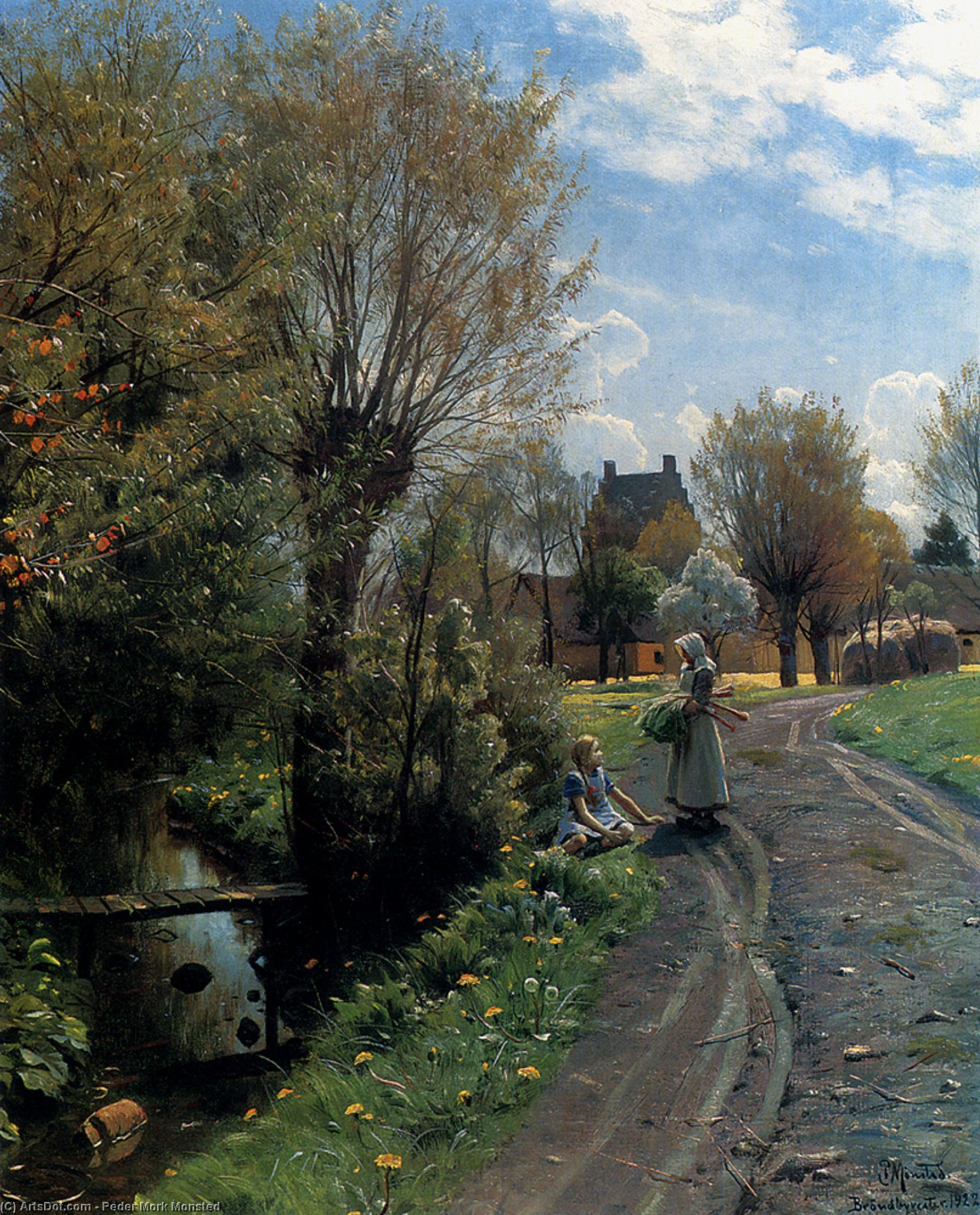 Wikioo.org - The Encyclopedia of Fine Arts - Painting, Artwork by Peder Mork Monsted - By The River, Brondbyvester