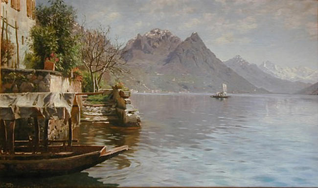 Wikioo.org - The Encyclopedia of Fine Arts - Painting, Artwork by Peder Mork Monsted - Gandria Lago Di Lugano