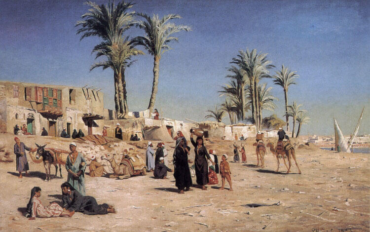 Wikioo.org - The Encyclopedia of Fine Arts - Painting, Artwork by Peder Mork Monsted - In the outskirts of Cairo