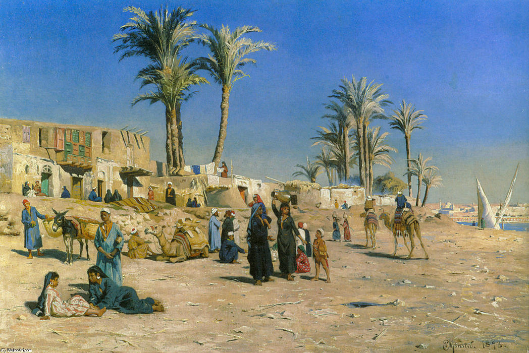 WikiOO.org - Encyclopedia of Fine Arts - Schilderen, Artwork Peder Mork Monsted - On the Outskirts of Cairo