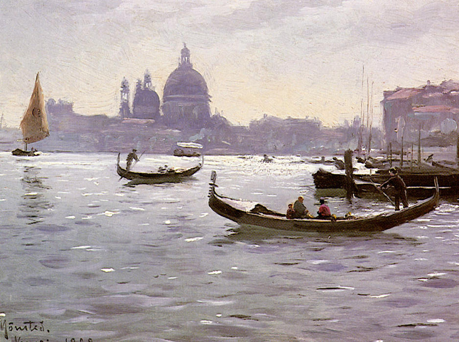 Wikioo.org - The Encyclopedia of Fine Arts - Painting, Artwork by Peder Mork Monsted - On The Venetian Lagoon