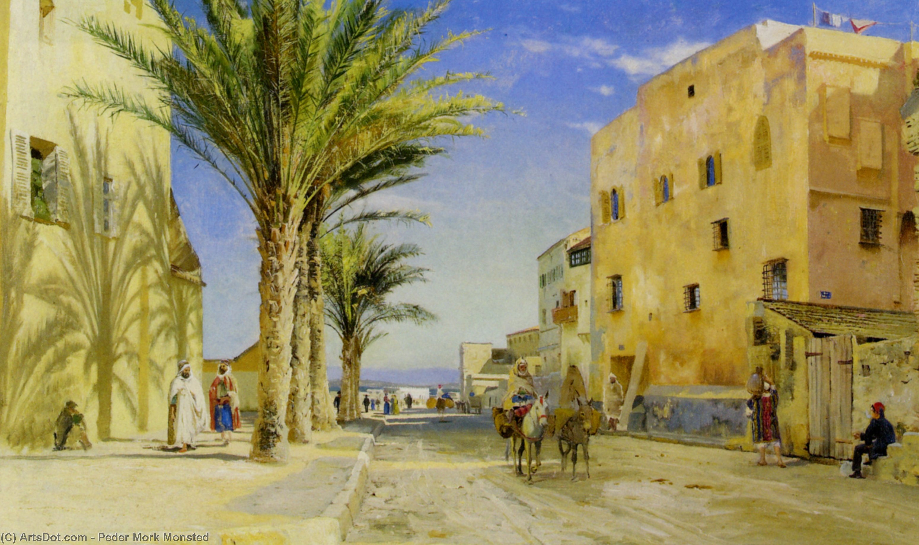 Wikioo.org - The Encyclopedia of Fine Arts - Painting, Artwork by Peder Mork Monsted - Street in Algiers
