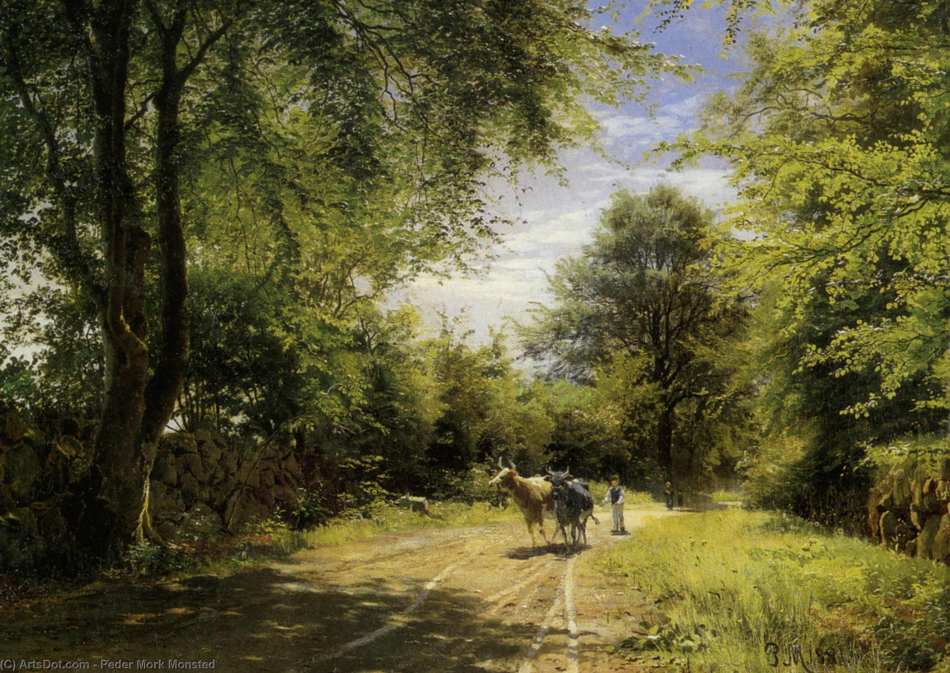 Wikioo.org - The Encyclopedia of Fine Arts - Painting, Artwork by Peder Mork Monsted - The Young Cowherd