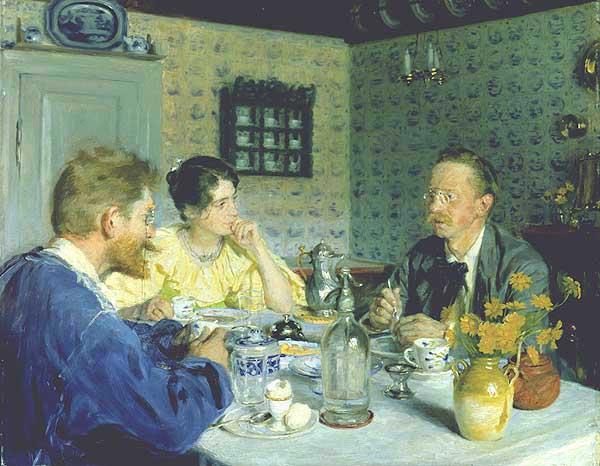 Wikioo.org - The Encyclopedia of Fine Arts - Painting, Artwork by Peder Severin Kroyer - Almuerzo con Otto Benzon