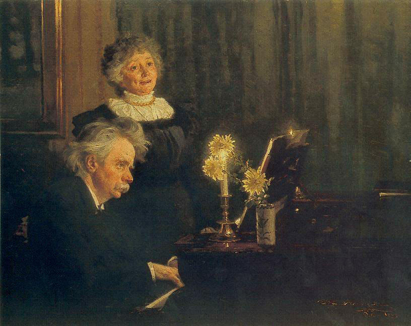 Wikioo.org – La Enciclopedia de las Bellas Artes - Pintura, Obras de arte de Peder Severin Kroyer - Nina y Edvard Grieg