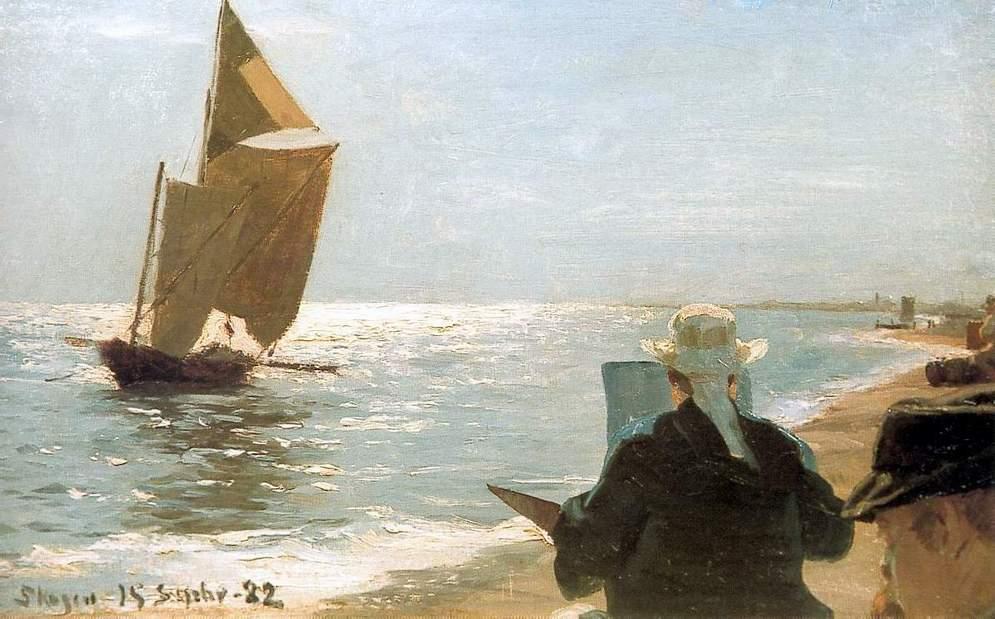 Wikioo.org - The Encyclopedia of Fine Arts - Painting, Artwork by Peder Severin Kroyer - Pintores en la playa