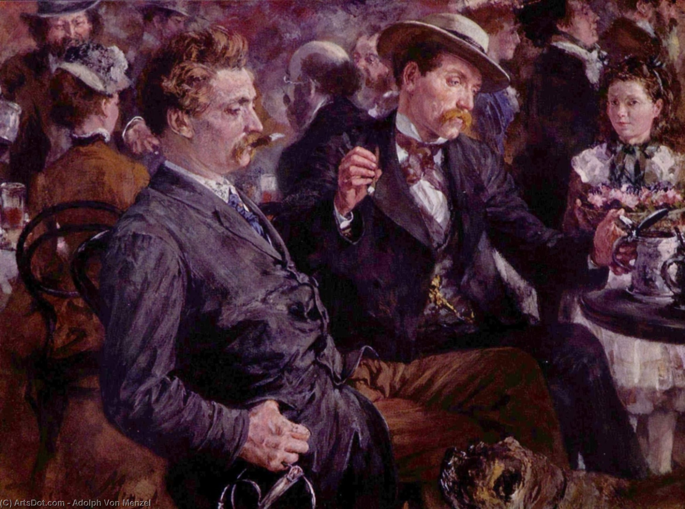 WikiOO.org - Encyclopedia of Fine Arts - Lukisan, Artwork Adolph Menzel - At the beer garden