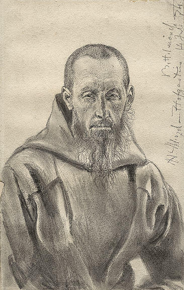 Wikioo.org - The Encyclopedia of Fine Arts - Painting, Artwork by Adolph Menzel - Begging Monk
