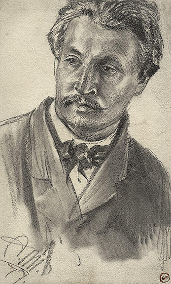 Wikioo.org - The Encyclopedia of Fine Arts - Painting, Artwork by Adolph Menzel - Bust-Length Portrait of a Man
