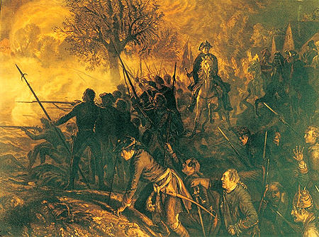 Wikoo.org - موسوعة الفنون الجميلة - اللوحة، العمل الفني Adolph Menzel - Federico II in the battle of Hochkirch