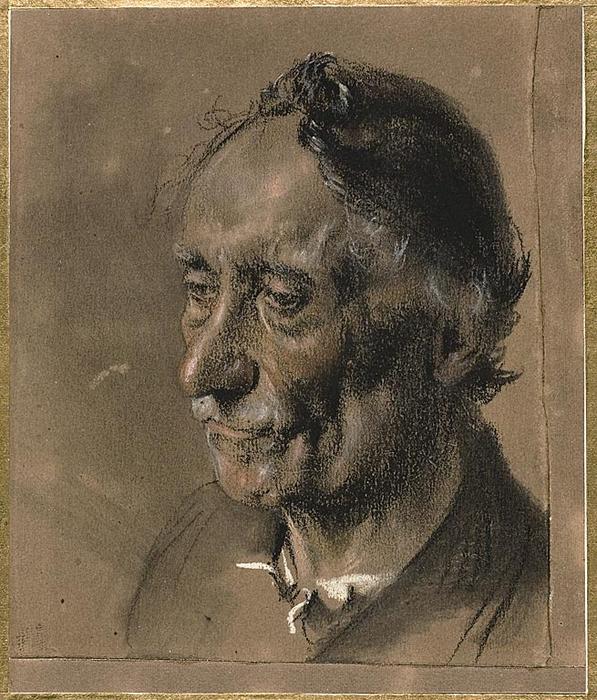 WikiOO.org - Енциклопедия за изящни изкуства - Живопис, Произведения на изкуството Adolph Menzel - Head of an Old Man