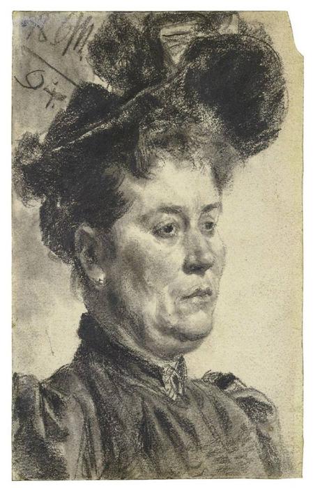 Wikioo.org - The Encyclopedia of Fine Arts - Painting, Artwork by Adolph Menzel - Lady with Hat