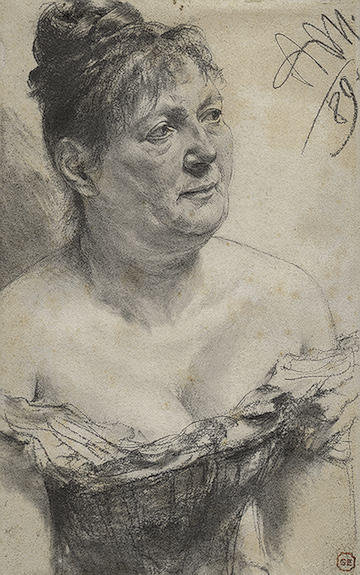 Wikioo.org – La Enciclopedia de las Bellas Artes - Pintura, Obras de arte de Adolph Menzel - retrato de un mujer