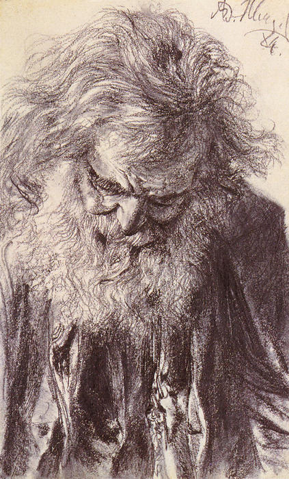 Wikioo.org – La Enciclopedia de las Bellas Artes - Pintura, Obras de arte de Adolph Menzel - retrato de una anciano