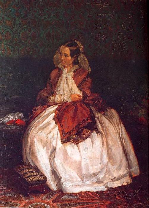 Wikioo.org – La Enciclopedia de las Bellas Artes - Pintura, Obras de arte de Adolph Menzel - retrato de mrs . Maercker