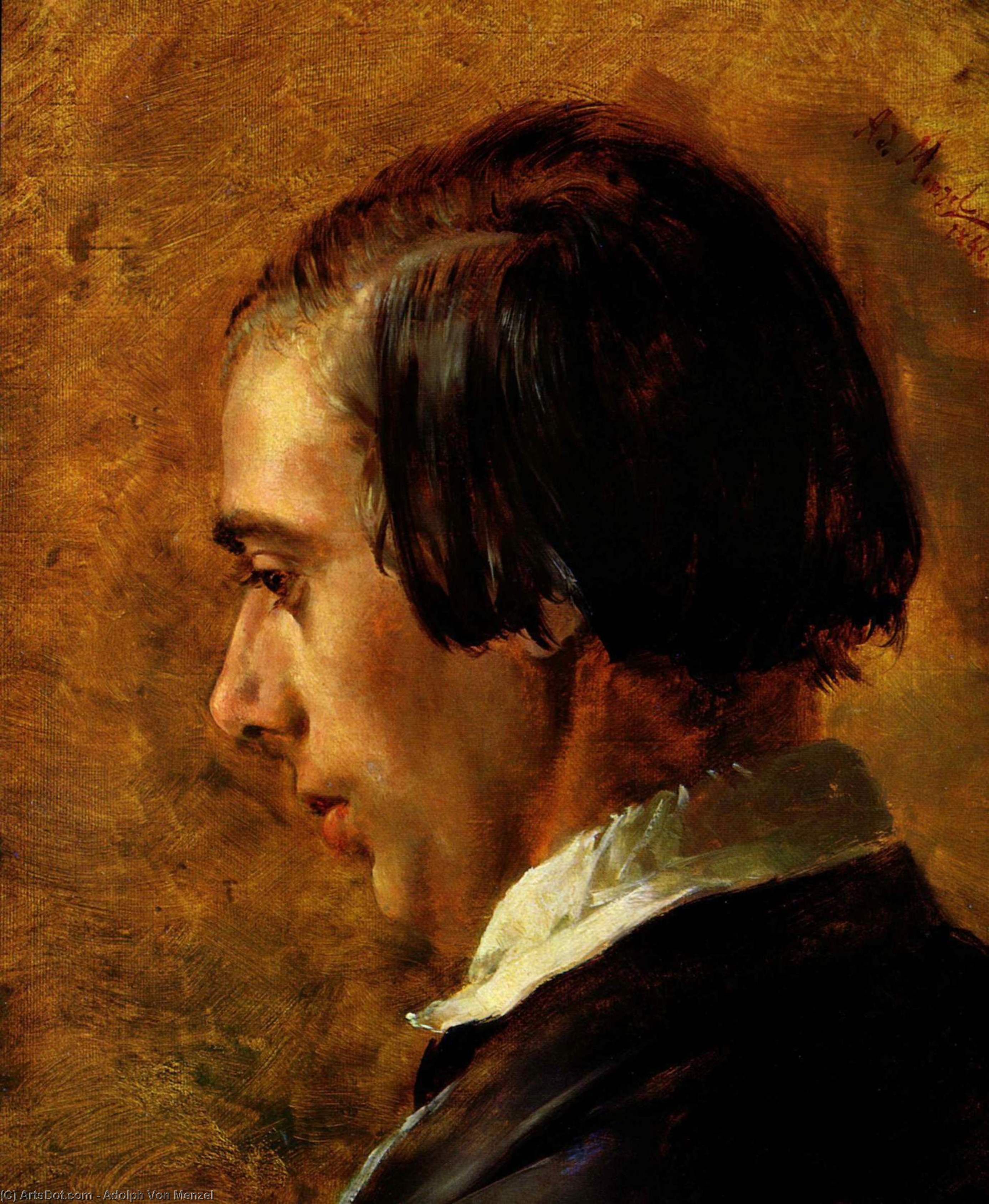 WikiOO.org - Enciclopédia das Belas Artes - Pintura, Arte por Adolph Menzel - Portrait of Menzel's brother Richard