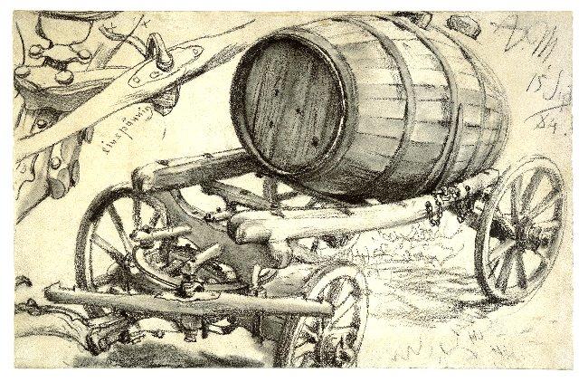 Wikioo.org – L'Encyclopédie des Beaux Arts - Peinture, Oeuvre de Adolph Menzel - Fosse septique sur chariot