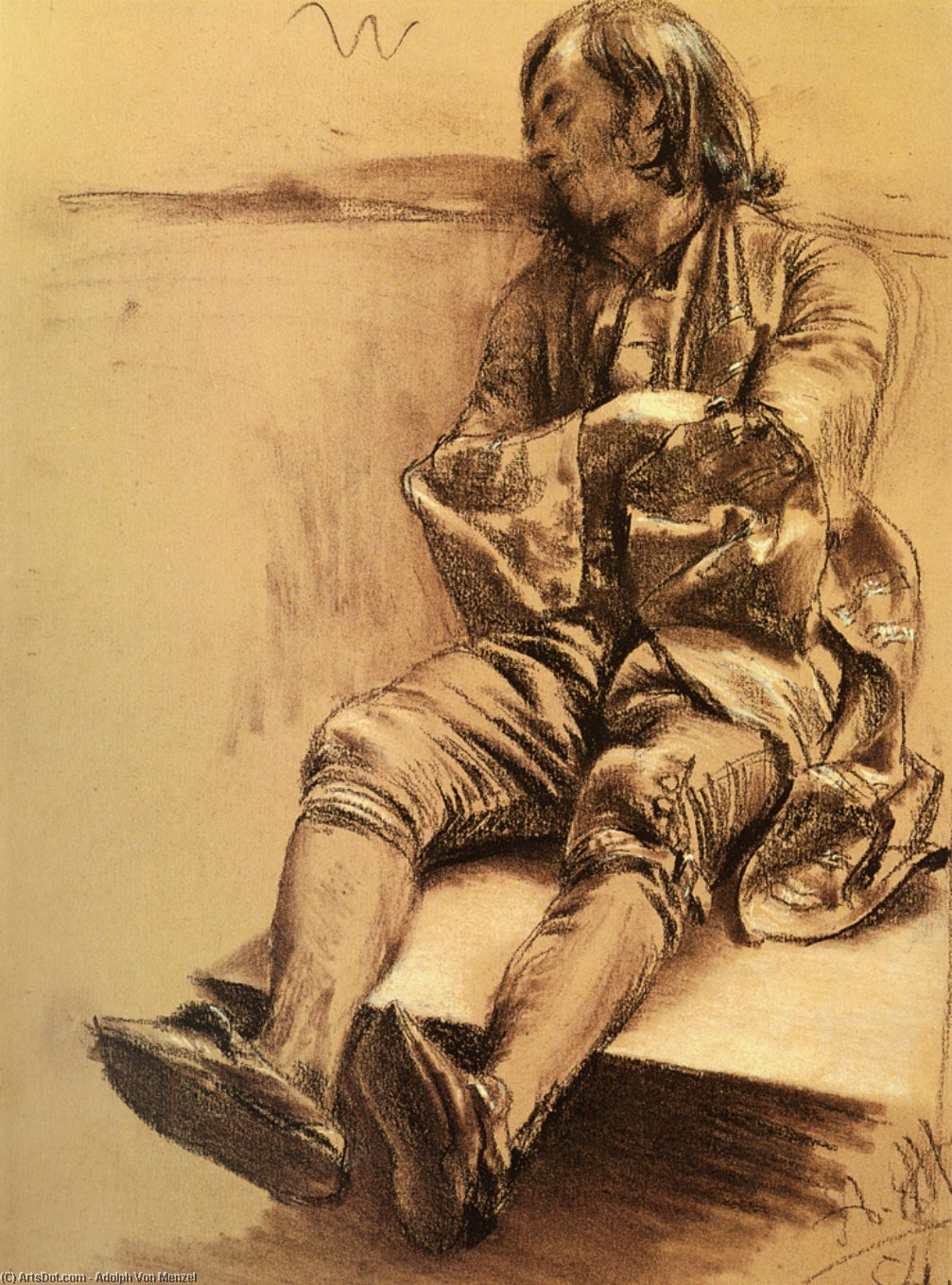 WikiOO.org - אנציקלופדיה לאמנויות יפות - ציור, יצירות אמנות Adolph Menzel - Sleeper