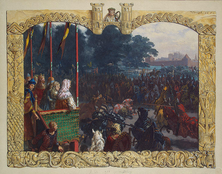WikiOO.org - Enciklopedija likovnih umjetnosti - Slikarstvo, umjetnička djela Adolph Menzel - Tournament in Magdeburg in 928
