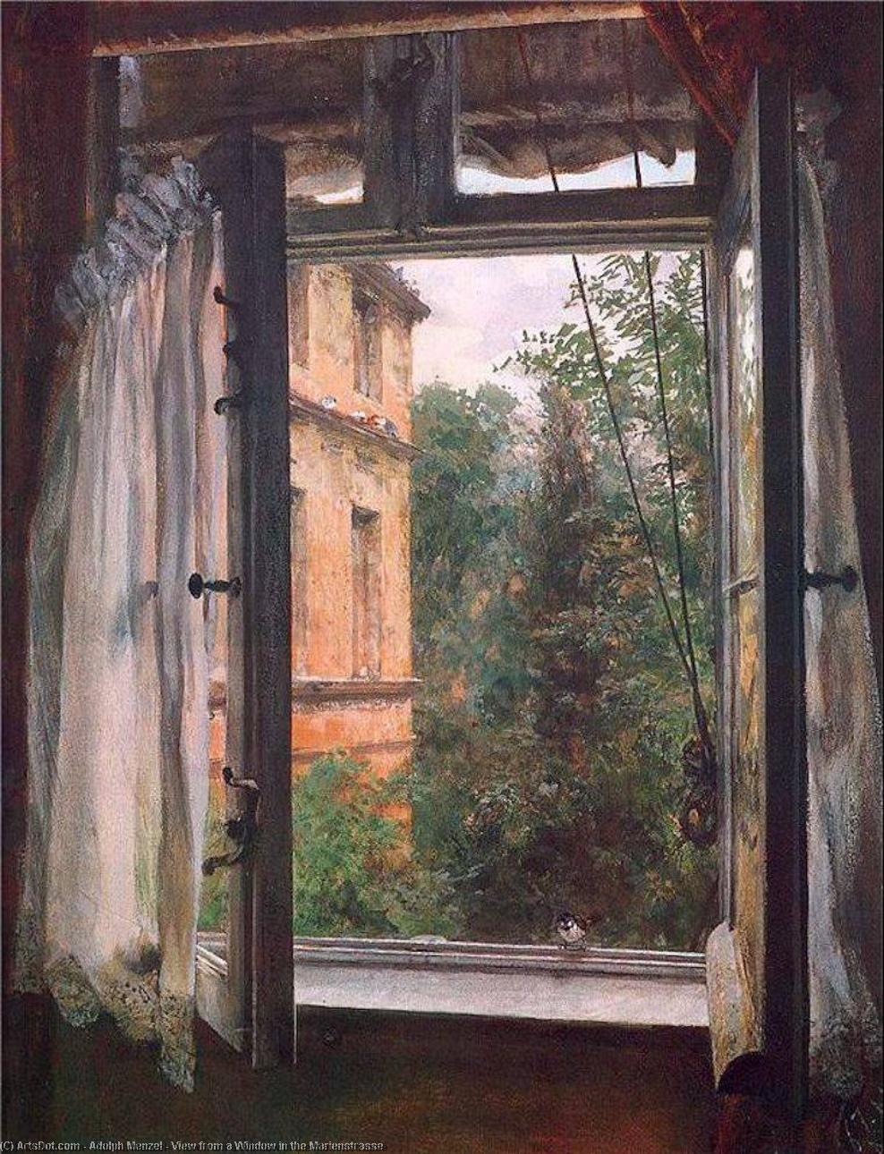 Wikioo.org - The Encyclopedia of Fine Arts - Painting, Artwork by Adolph Menzel - View from a Window in the Marienstrasse