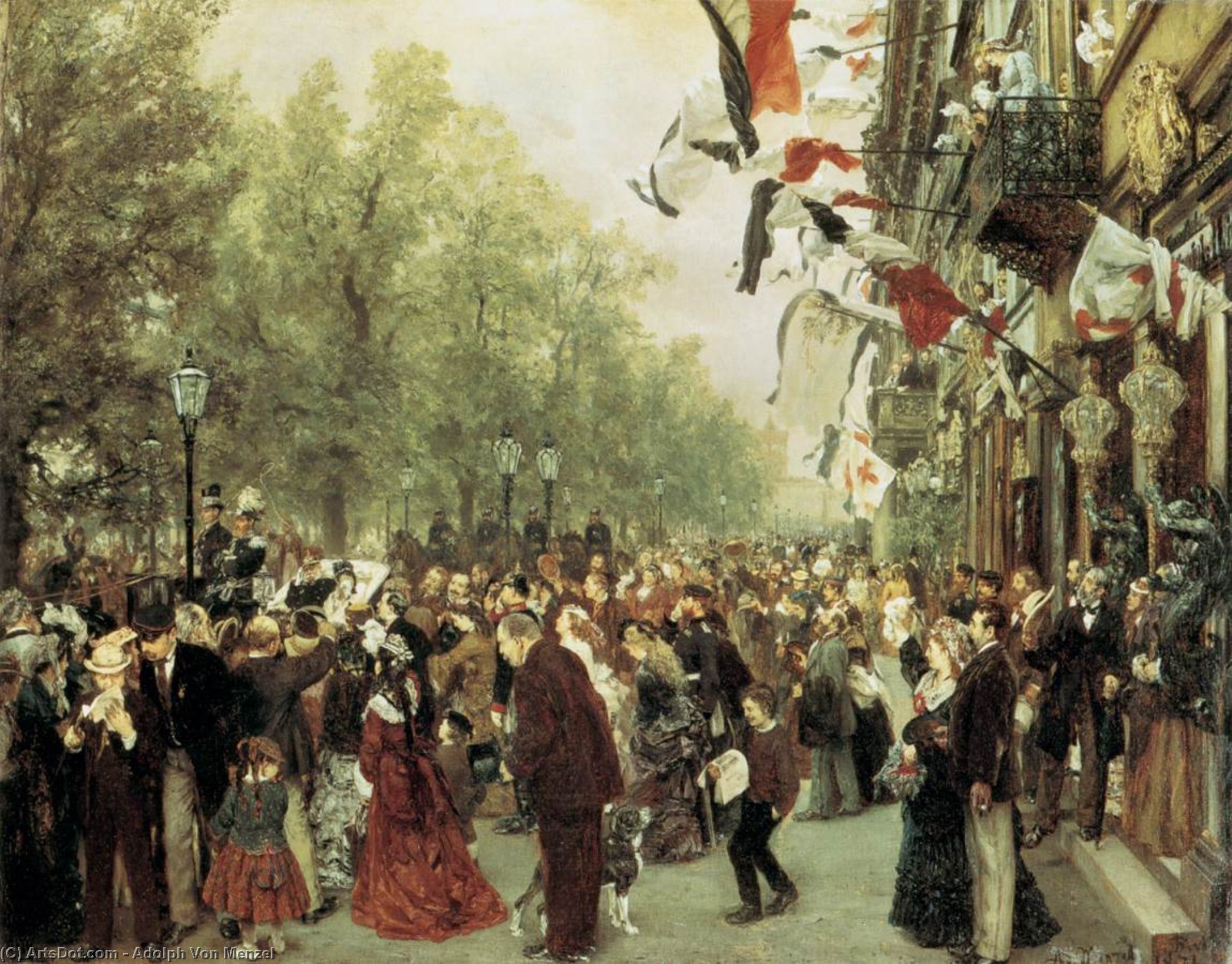 Wikioo.org - The Encyclopedia of Fine Arts - Painting, Artwork by Adolph Menzel - William I Departs for the Front, July 31, 1870