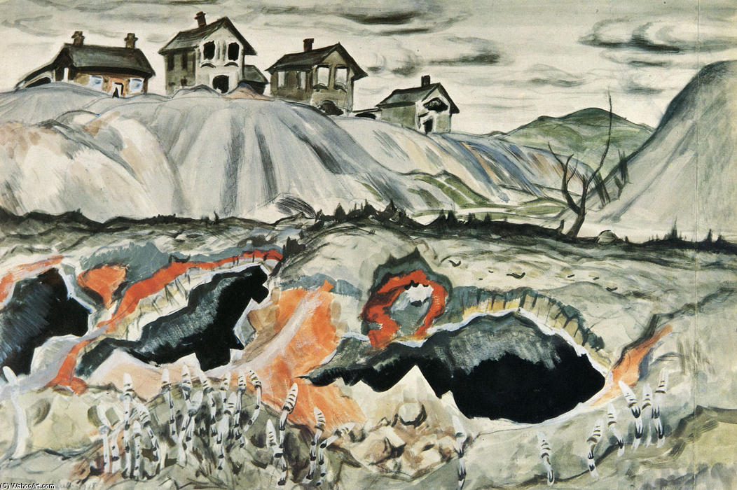 Wikioo.org - The Encyclopedia of Fine Arts - Painting, Artwork by Charles Ephraim Burchfield - Abandoned Coke Ovens