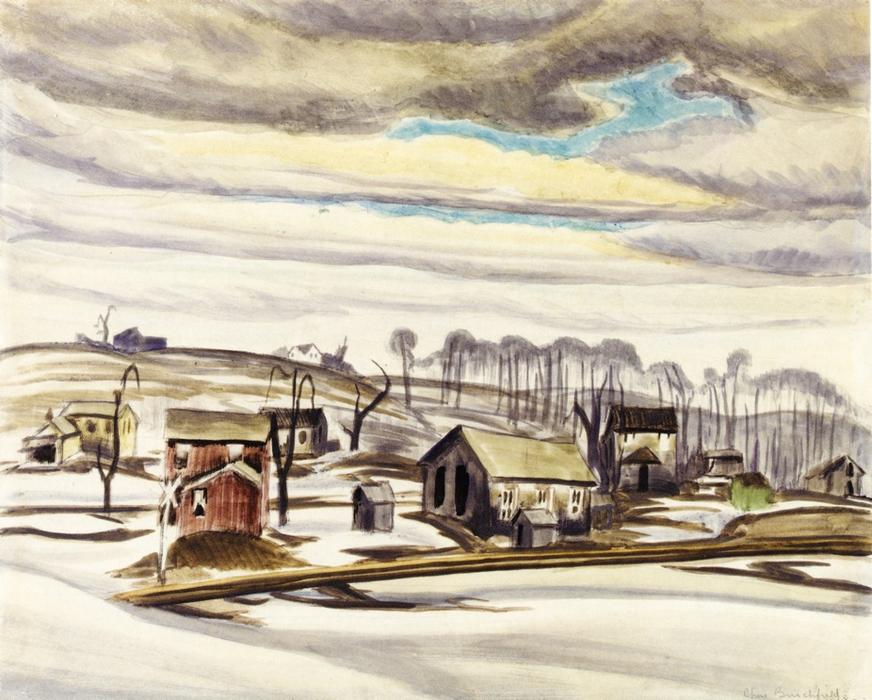 Wikioo.org - The Encyclopedia of Fine Arts - Painting, Artwork by Charles Ephraim Burchfield - Along the Inter-Urban Car Line