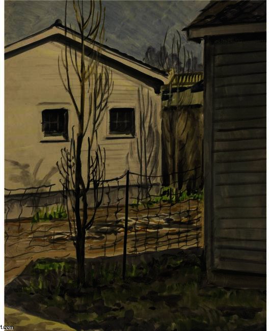 WikiOO.org - אנציקלופדיה לאמנויות יפות - ציור, יצירות אמנות Charles Ephraim Burchfield - Backyard (Between Houses)