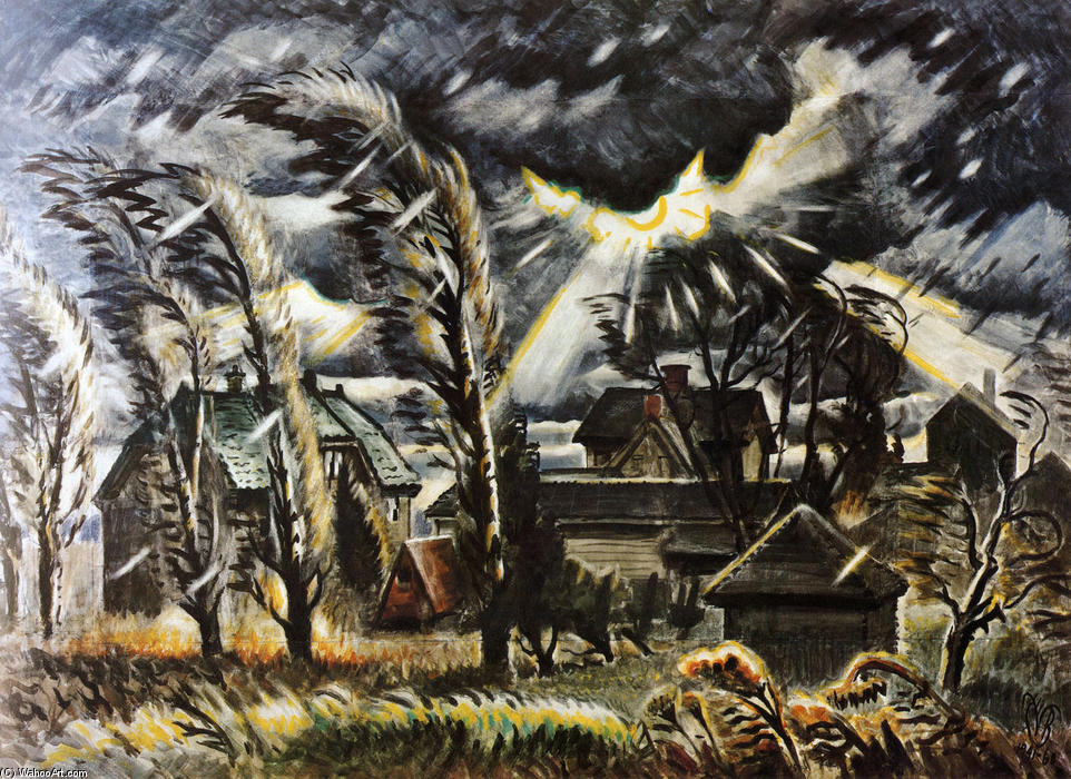 WikiOO.org - אנציקלופדיה לאמנויות יפות - ציור, יצירות אמנות Charles Ephraim Burchfield - December Storm