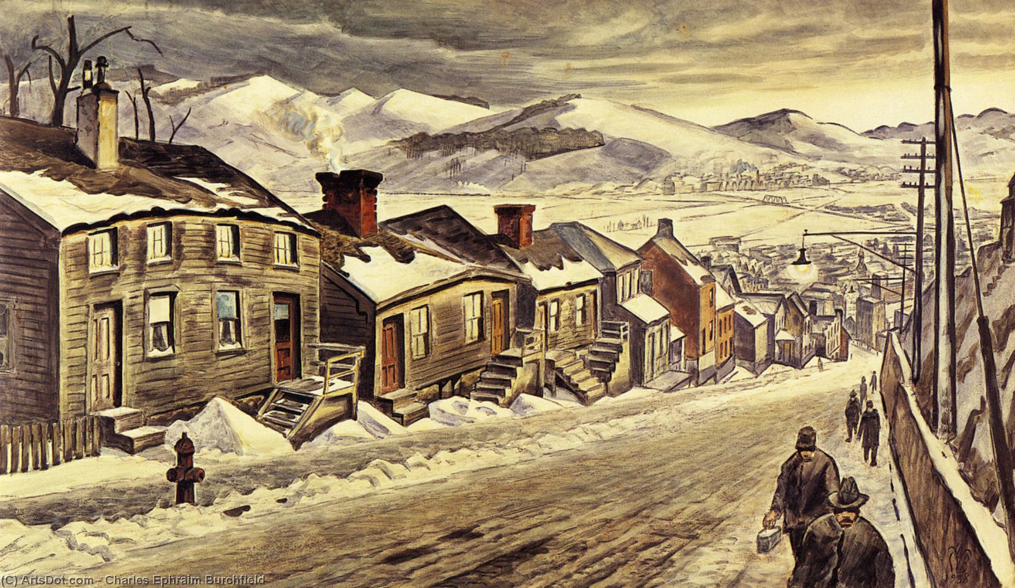 Wikioo.org - The Encyclopedia of Fine Arts - Painting, Artwork by Charles Ephraim Burchfield - End Of The Day 1