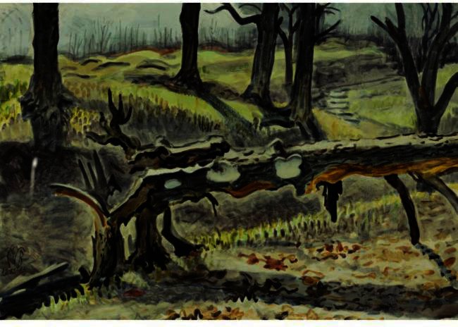 Wikioo.org - The Encyclopedia of Fine Arts - Painting, Artwork by Charles Ephraim Burchfield - Fallen Tree In Woods