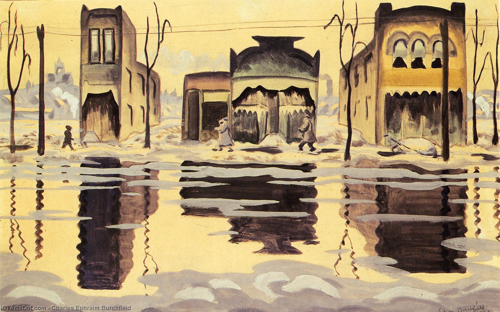 Wikioo.org - The Encyclopedia of Fine Arts - Painting, Artwork by Charles Ephraim Burchfield - February Thaw 1