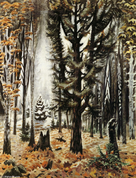 WikiOO.org - Encyclopedia of Fine Arts - Schilderen, Artwork Charles Ephraim Burchfield - Hemlock In November