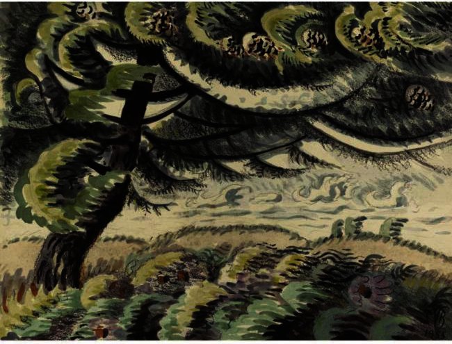 Wikioo.org - The Encyclopedia of Fine Arts - Painting, Artwork by Charles Ephraim Burchfield - Hemlock In Wind