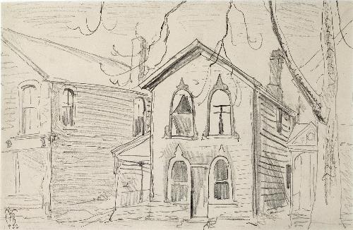 WikiOO.org - Encyclopedia of Fine Arts - Maalaus, taideteos Charles Ephraim Burchfield - House with an Astonished Face