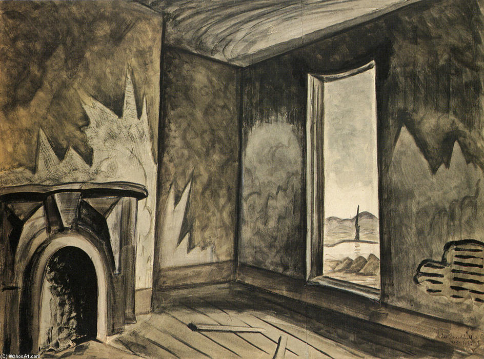 WikiOO.org - 百科事典 - 絵画、アートワーク Charles Ephraim Burchfield - には `deserted` 家